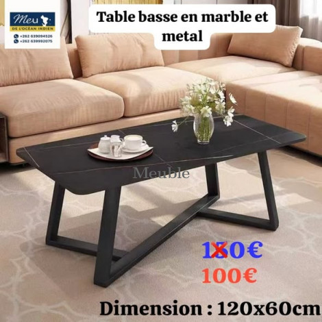 TABLE BASSE EN MARBLE ET METAL