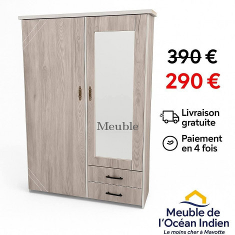 ARMOIRE 2 PORTES AVEC MIRROIRE ET TIRROIRE