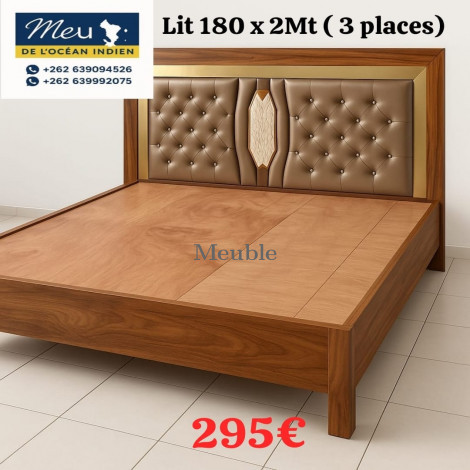 LIT EN BOIS 3 PLACES 180X2MT