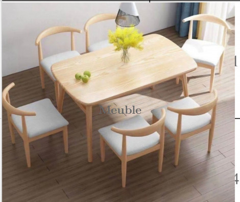 TABLE ET 6 CHAISES EN METAL ET MELAMINE