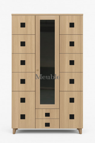 ARMOIRE 3 PORTES AVEC POIGNÉES EN BOIS