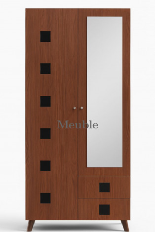 ARMOIRE 2 PORTES AVEC POIGNÉES EN BOIS