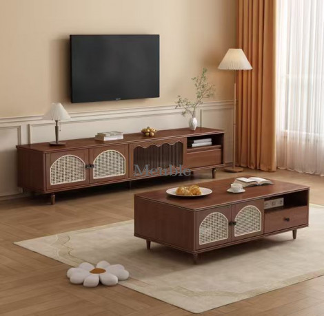 TABLE BASSE EN BOIS  : 130*70*44CM COULEUR : NOYER