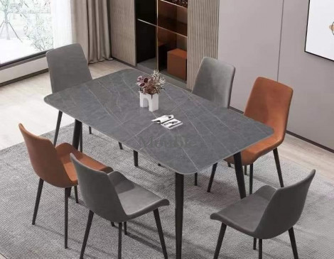 ENSEMBLE  TABLE À MANGER EN PIERRE SINTERISÉE